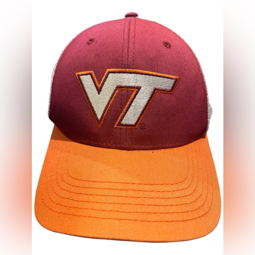 VIRGINIA TECH UNIVERSITY HOKIES LOGO CURVED BILL MESH TRUCKER SNAPBACK HAT CAP‎